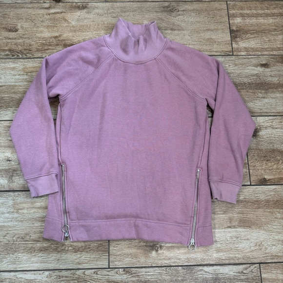 Athleta COZY KARMA SIDE ZIP FUNNEL NECK Pullover Dogwood Pink Size Medium MT - Picture 10 of 16